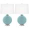 Color Plus Carrie 26 1/2" Modern Raindrop Blue Table Lamps Set of 2