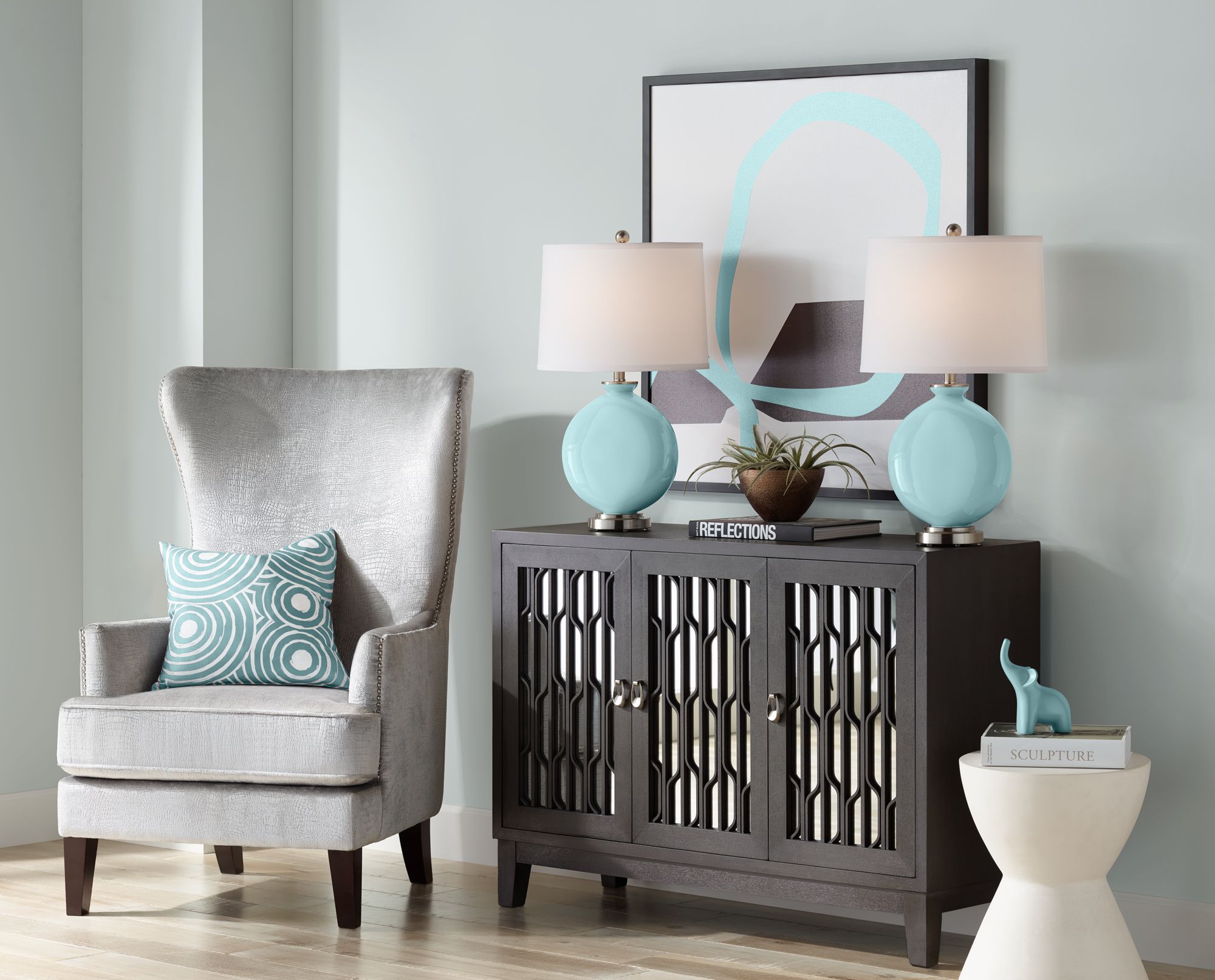 Image 5 Color Plus Carrie 26 1/2" Modern Raindrop Blue Table Lamps Set of 2 more views