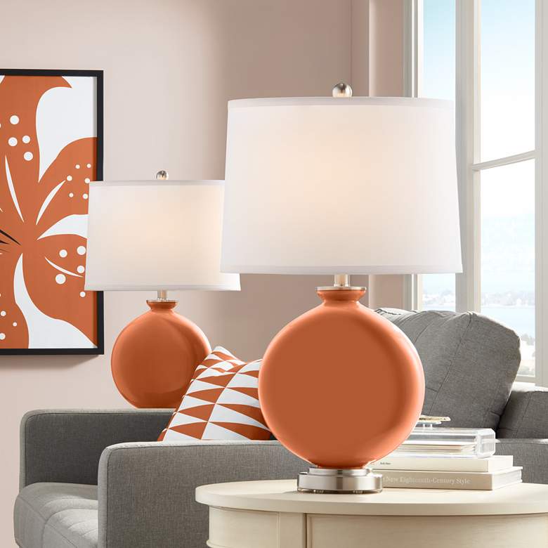 Image 1 Color Plus Carrie 26 1/2" Modern Robust Orange Table Lamps Set of 2