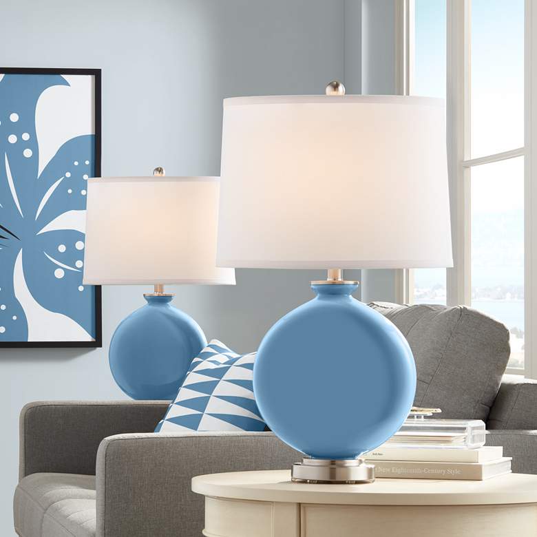 Image 1 Color Plus Carrie 26 1/2 inch Modern Secure Blue Table Lamps Set of 2
