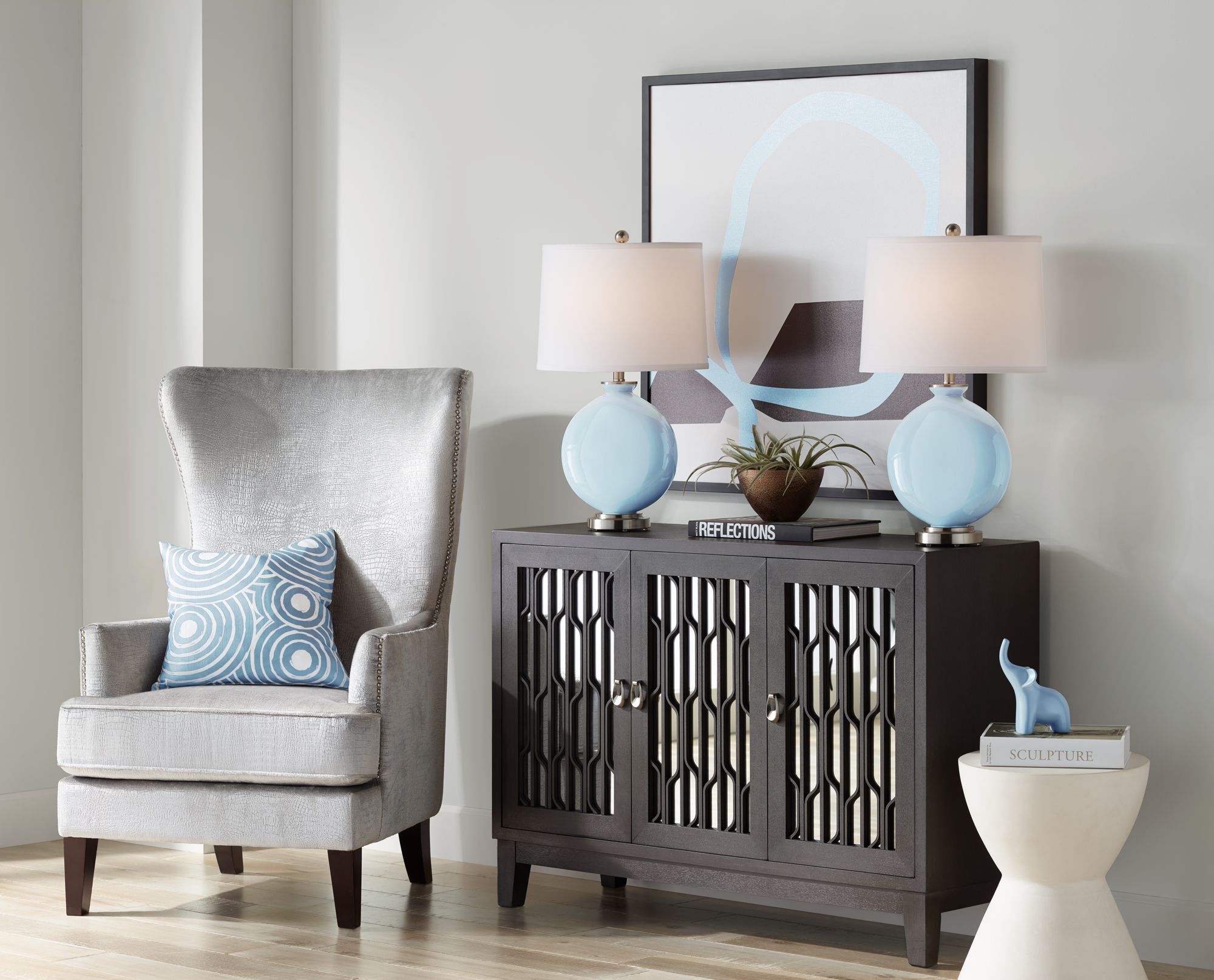 Image 5 Color Plus Carrie 26 1/2" Modern Take Five Blue Table Lamps Set of 2 more views