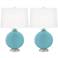 Color Plus Carrie 26 1/2" Nautilus Blue Table Lamps Set of 2