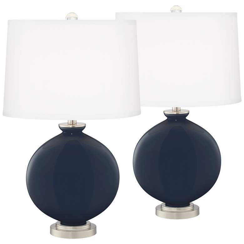 Image 2 Color Plus Carrie 26 1/2" Naval Blue Lamps Set of 2 with USB Dimmers