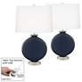 Color Plus Carrie 26 1/2" Naval Blue Lamps Set of 2 with USB Dimmers