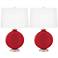 Color Plus Carrie 26 1/2" Ribbon Red Table Lamps Set of 2
