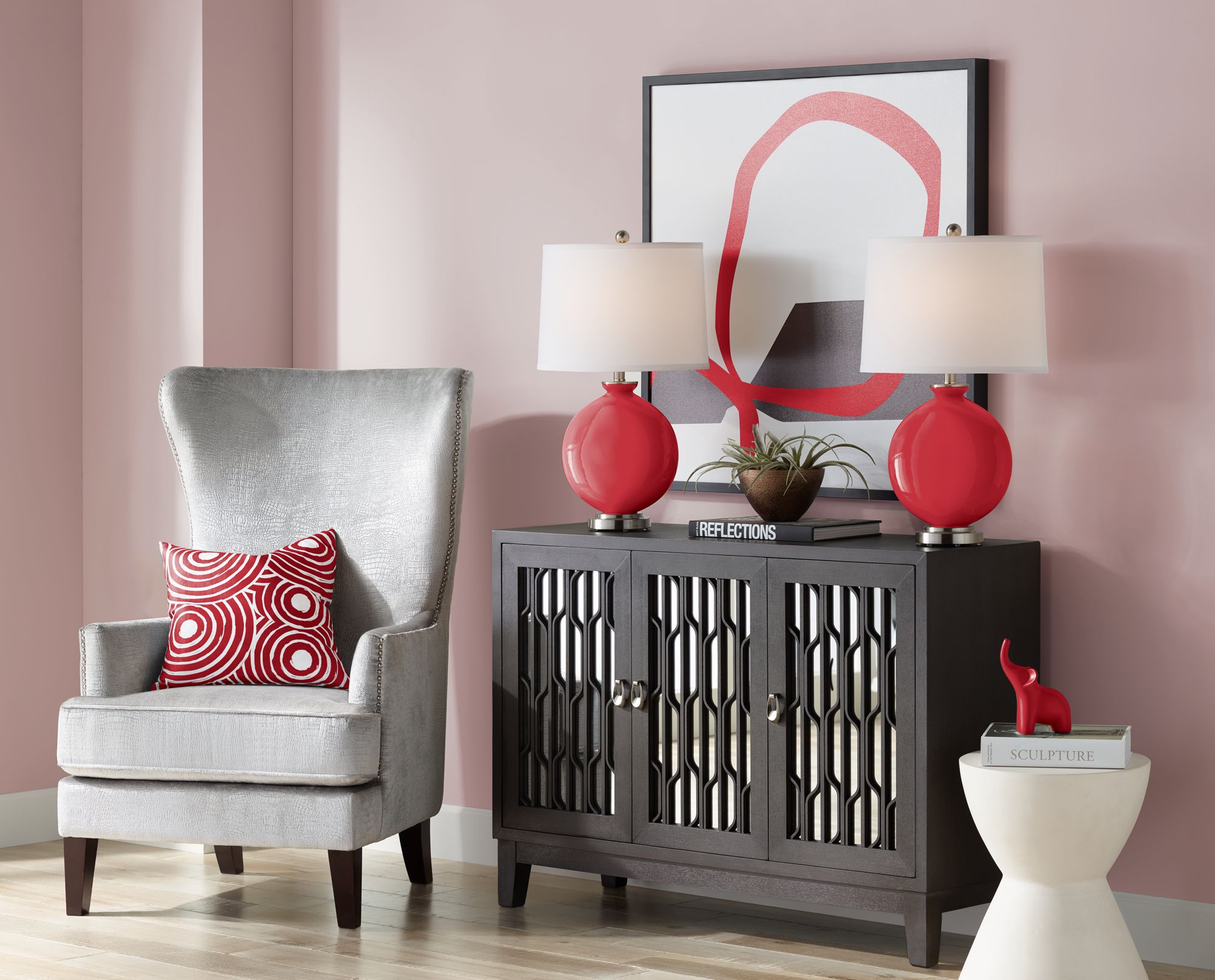 Image 5 Color Plus Carrie 26 1/2" Ribbon Red Table Lamps Set of 2 more views