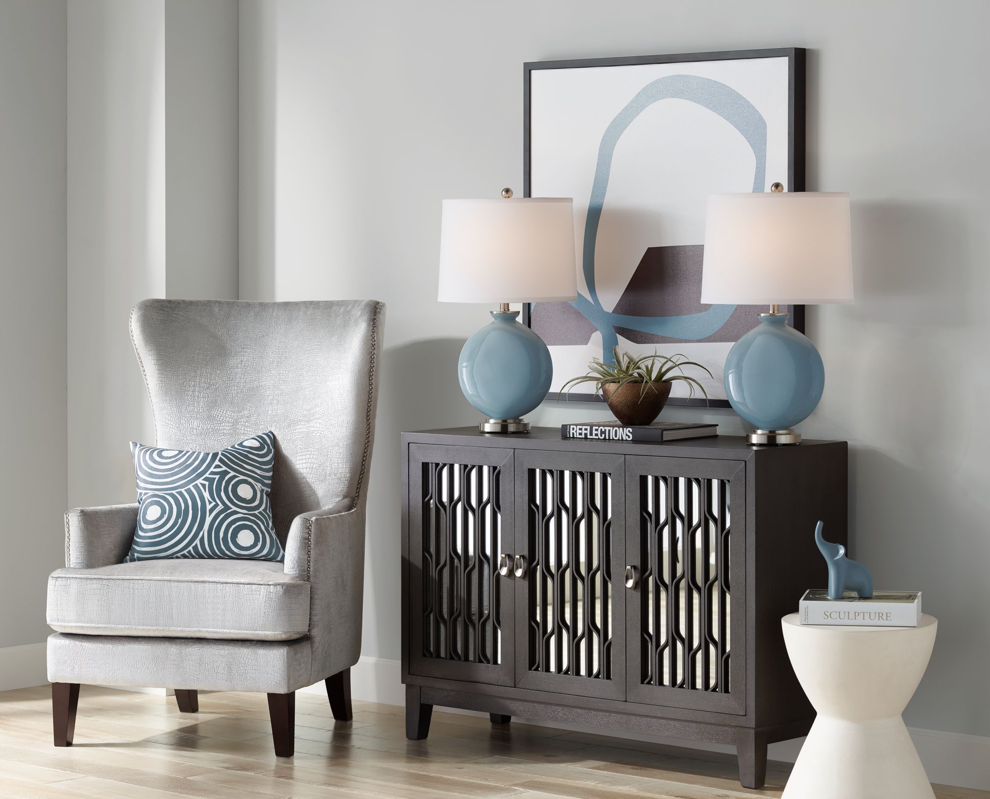 Image 5 Color Plus Carrie 26 1/2" Smoky Blue Table Lamps Set of 2 more views