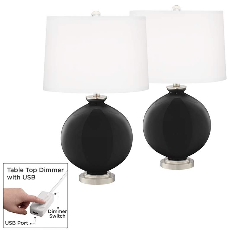 Image 1 Color Plus Carrie 26 1/2" Tricorn Black Lamps Set with USB Dimmers