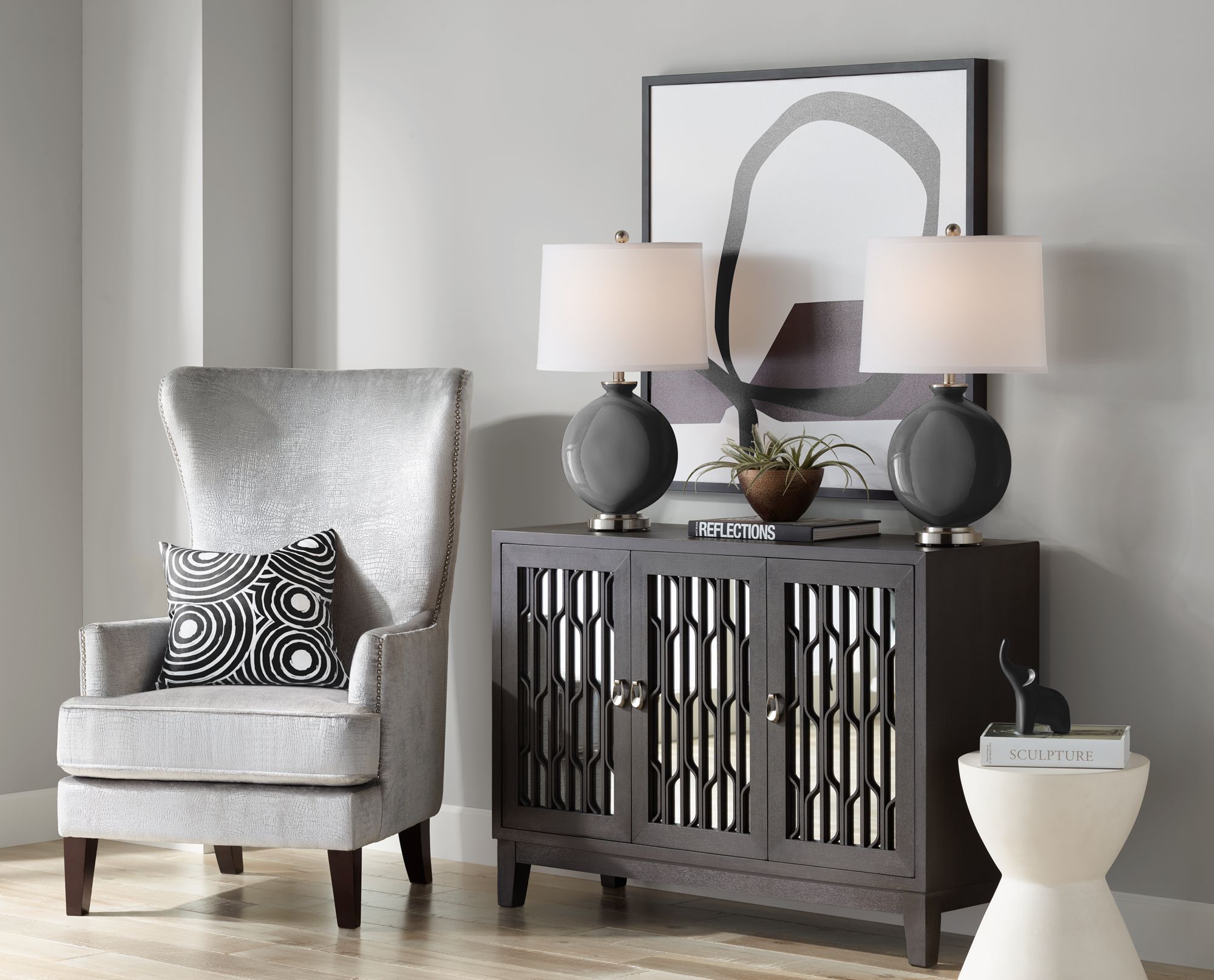 Image 5 Color Plus Carrie 26 1/2" Tricorn Black Table Lamps Set of 2 more views