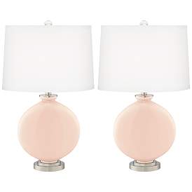 Image2 of Color Plus Carrie 26 1/2 Linen Pink Table Lamps Set of 2