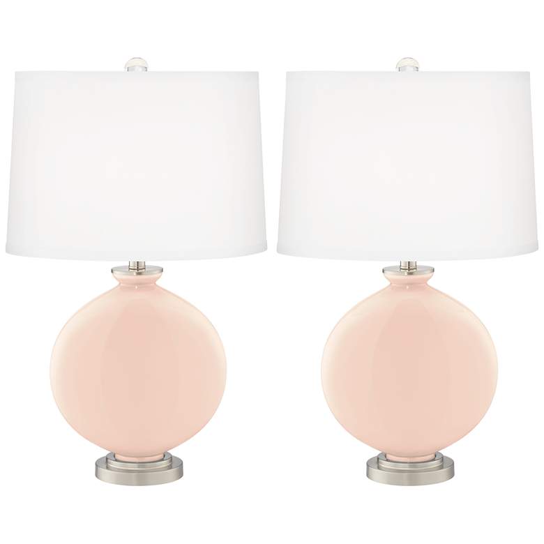 Image 2 Color Plus Carrie 26 1/2 Linen Pink Table Lamps Set of 2