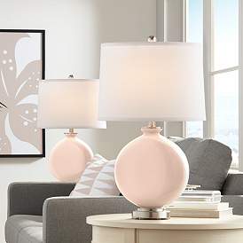 Image1 of Color Plus Carrie 26 1/2 Linen Pink Table Lamps Set of 2