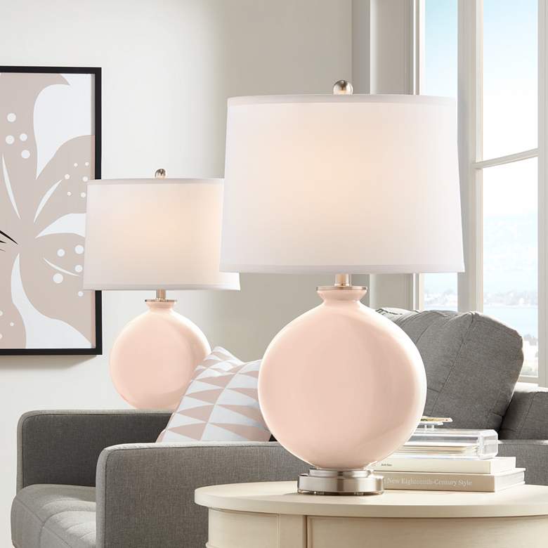 Image 1 Color Plus Carrie 26 1/2 Linen Pink Table Lamps Set of 2