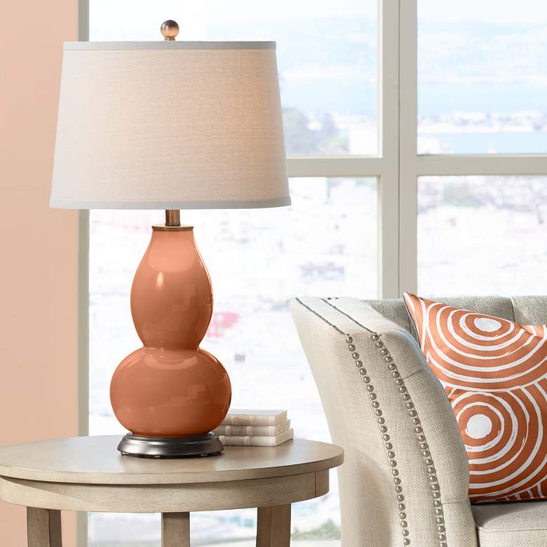 Image 1 Color Plus Double Gourd 28 3/4" Baked Clay Brown Table Lamp