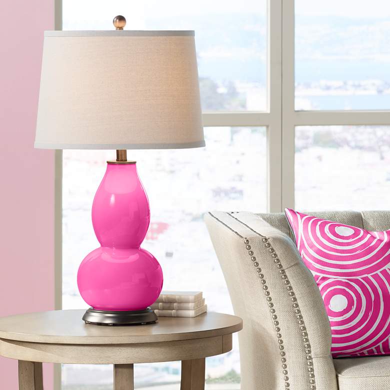 Image 1 Color Plus Double Gourd 28 3/4" Blossom Pink Table Lamp