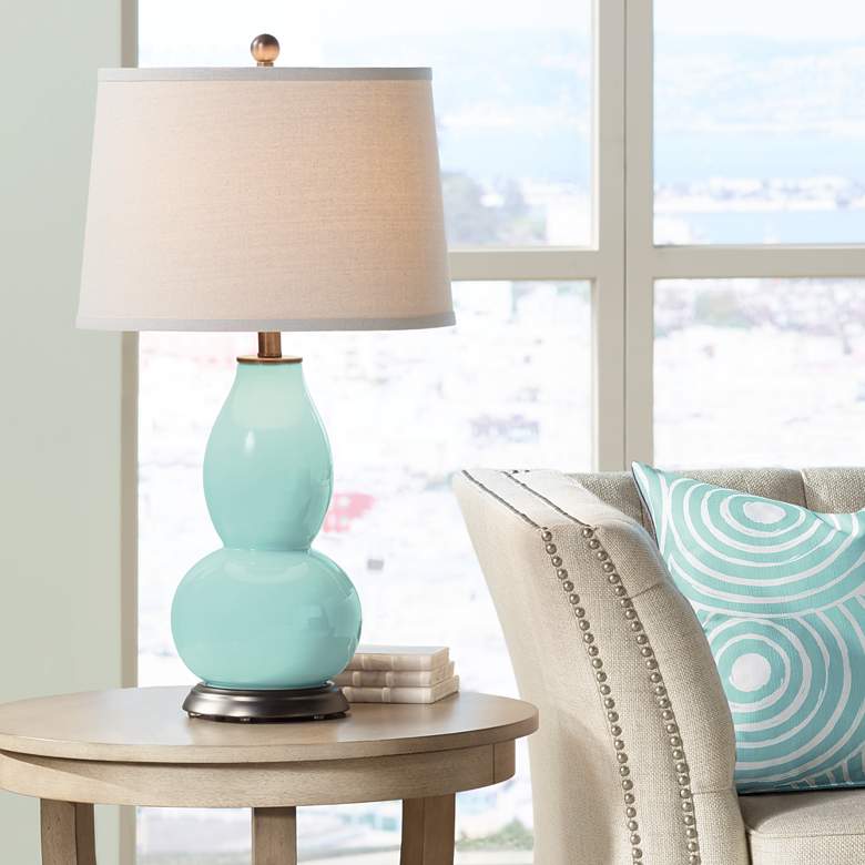 Image 1 Color Plus Double Gourd 28 3/4" Cay Blue Table Lamp