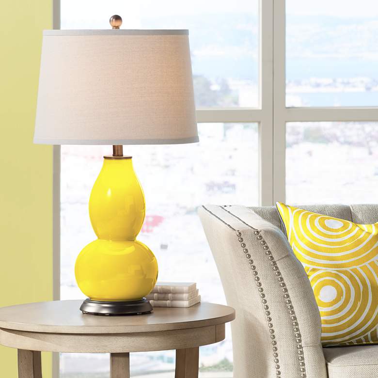 Image 1 Color Plus Double Gourd 28 3/4" Citrus Yellow Table Lamp