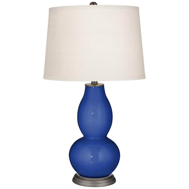 Image 2 Color Plus Double Gourd 28 3/4" Dazzling Blue Glass Table Lamp
