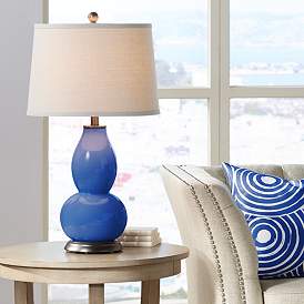 Image1 of Color Plus Double Gourd 28 3/4" Dazzling Blue Glass Table Lamp
