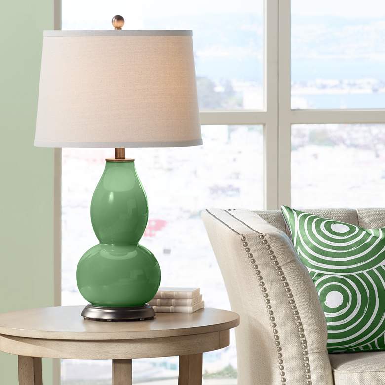Image 1 Color Plus Double Gourd 28 3/4" Garden Grove Green Table Lamp