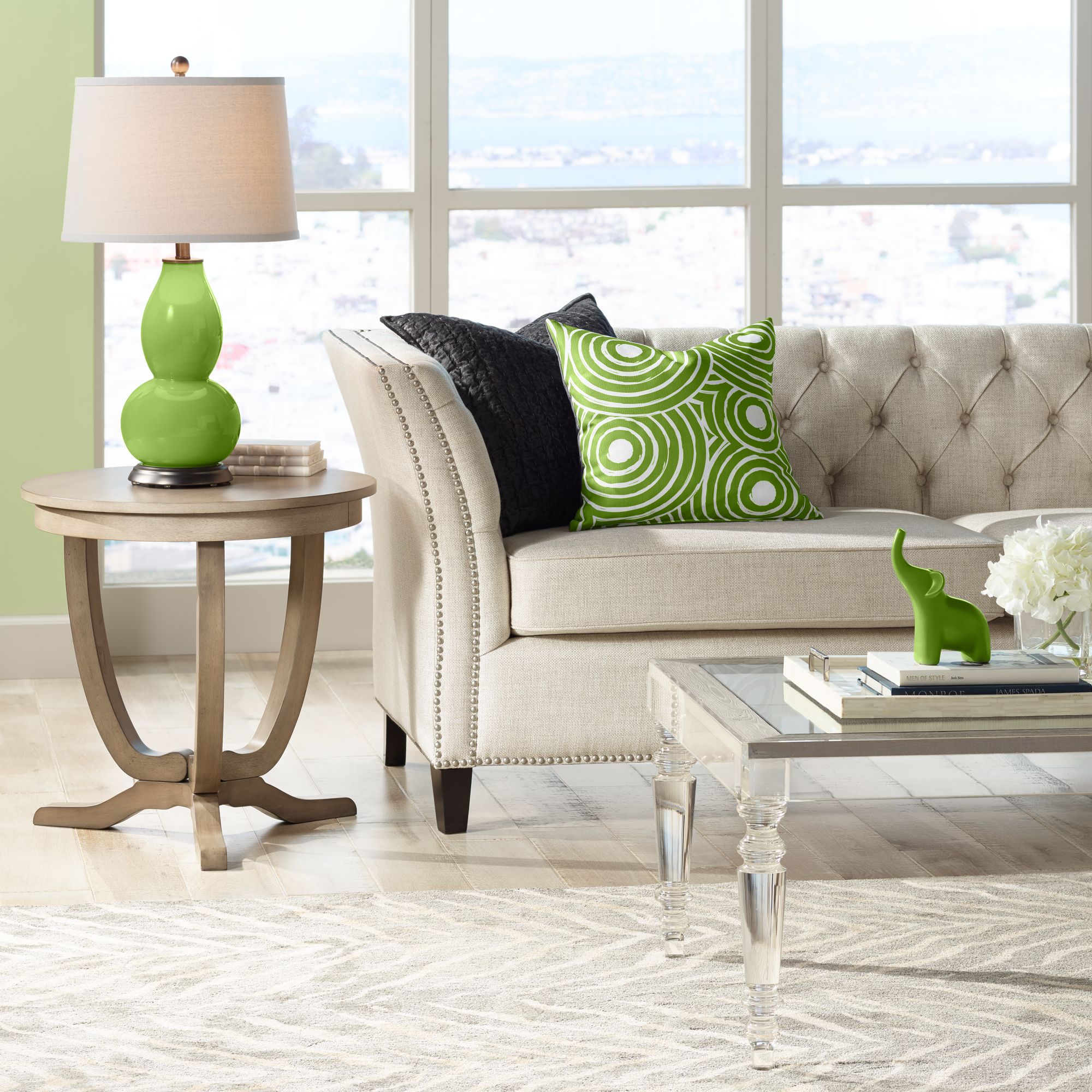 Image 3 Color Plus Double Gourd 28 3/4" Gecko Green Table Lamp more views