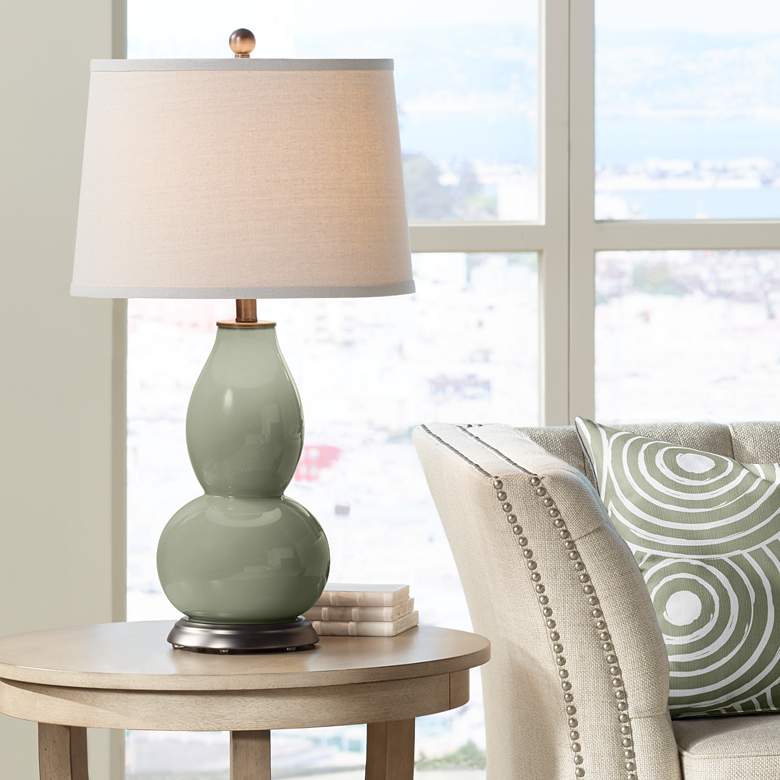 Image 1 Color Plus Double Gourd 28 3/4" High Evergreen Fog Table Lamp