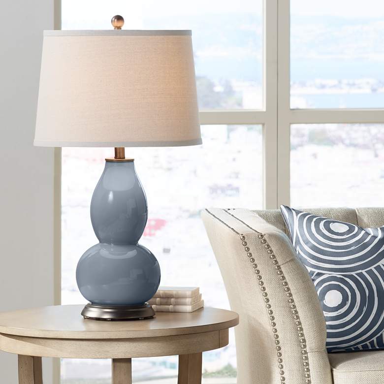 Image 1 Color Plus Double Gourd 28 3/4" High Granite Peak Gray Table Lamp