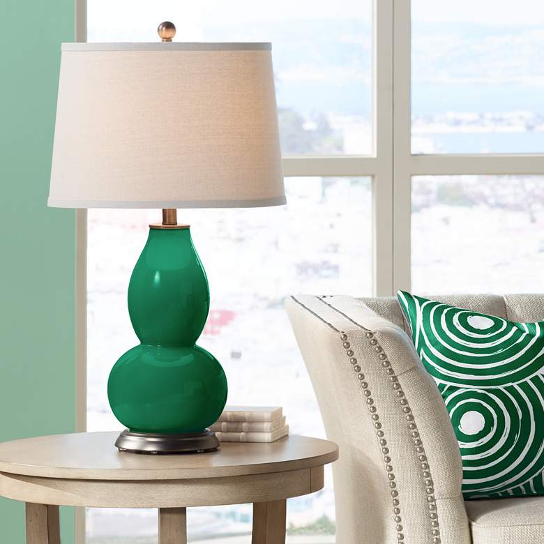 Image 1 Color Plus Double Gourd 28 3/4" High Greens Table Lamp