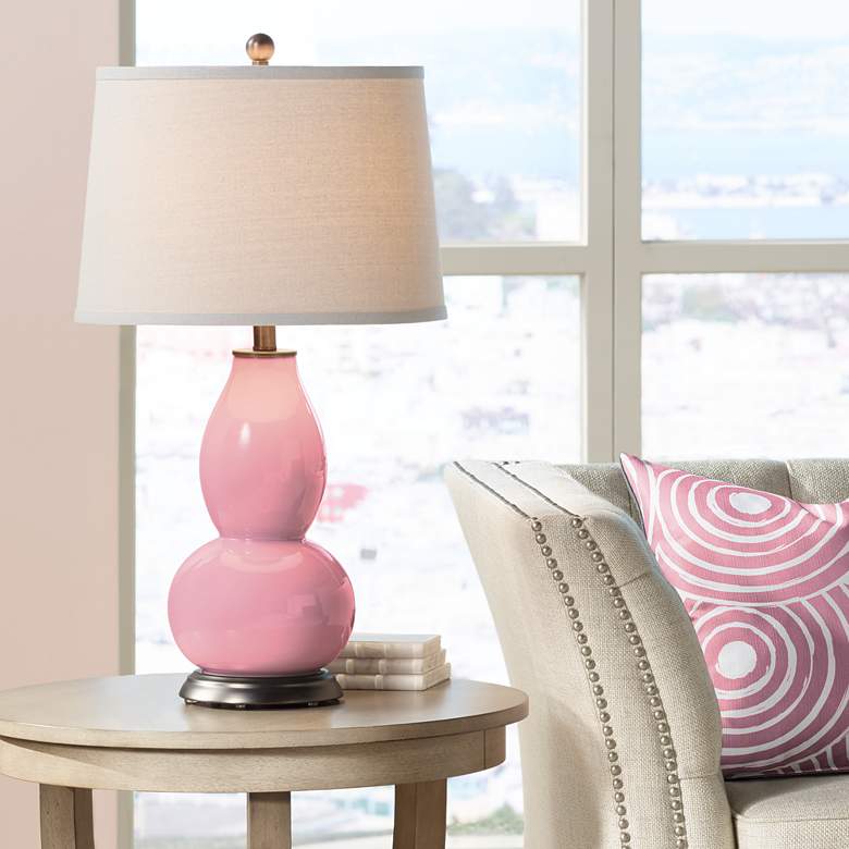 Image 1 Color Plus Double Gourd 28 3/4" High Haute Pink Table Lamp