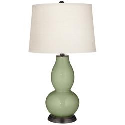 Color Plus Double Gourd  28 3/4" High Majolica Green Table Lamp