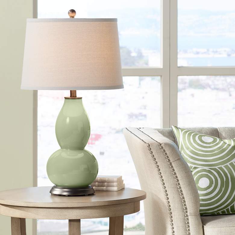 Image 1 Color Plus Double Gourd  28 3/4" High Majolica Green Table Lamp