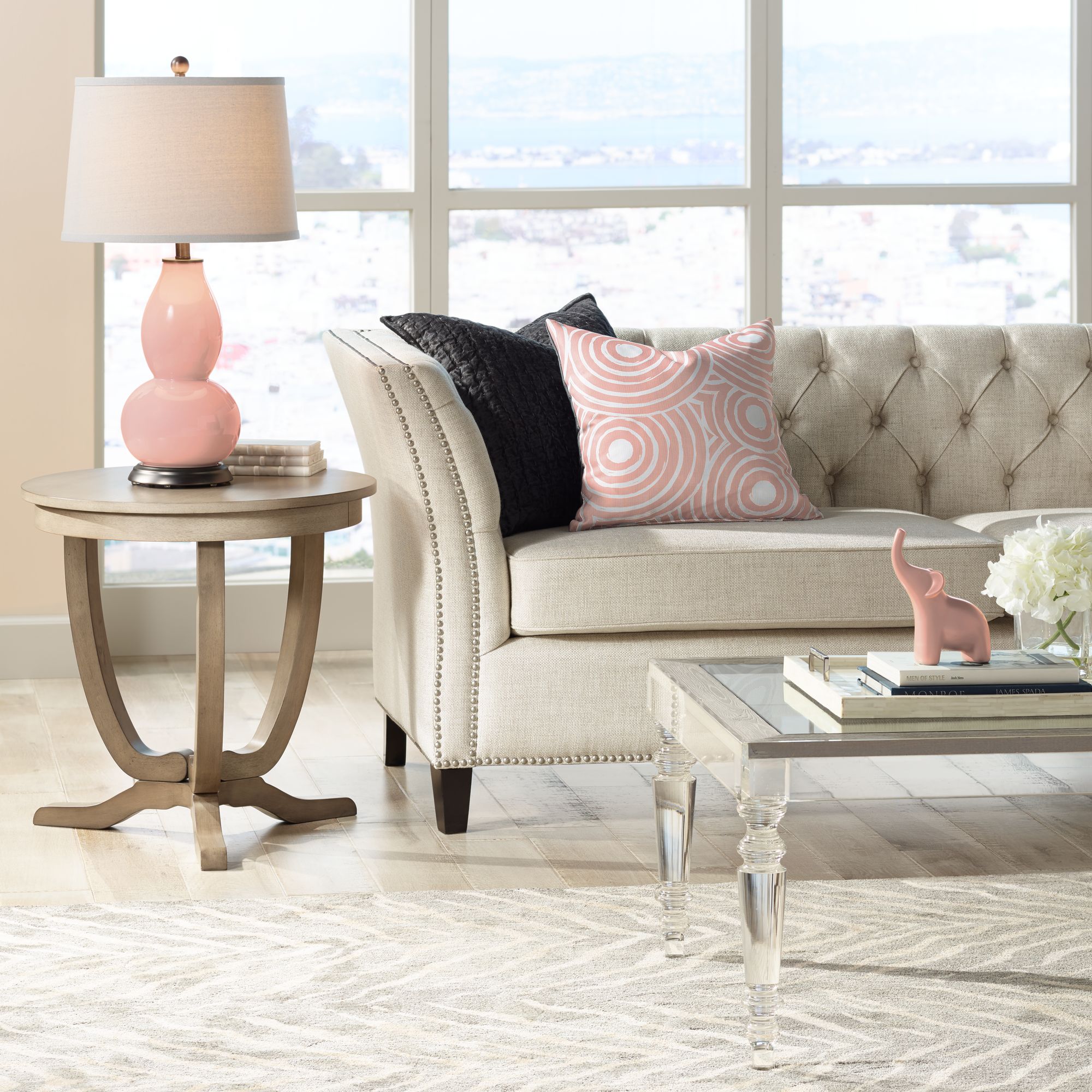 Image 3 Color Plus Double Gourd 28 3/4" High Mellow Coral Pink Table Lamp more views