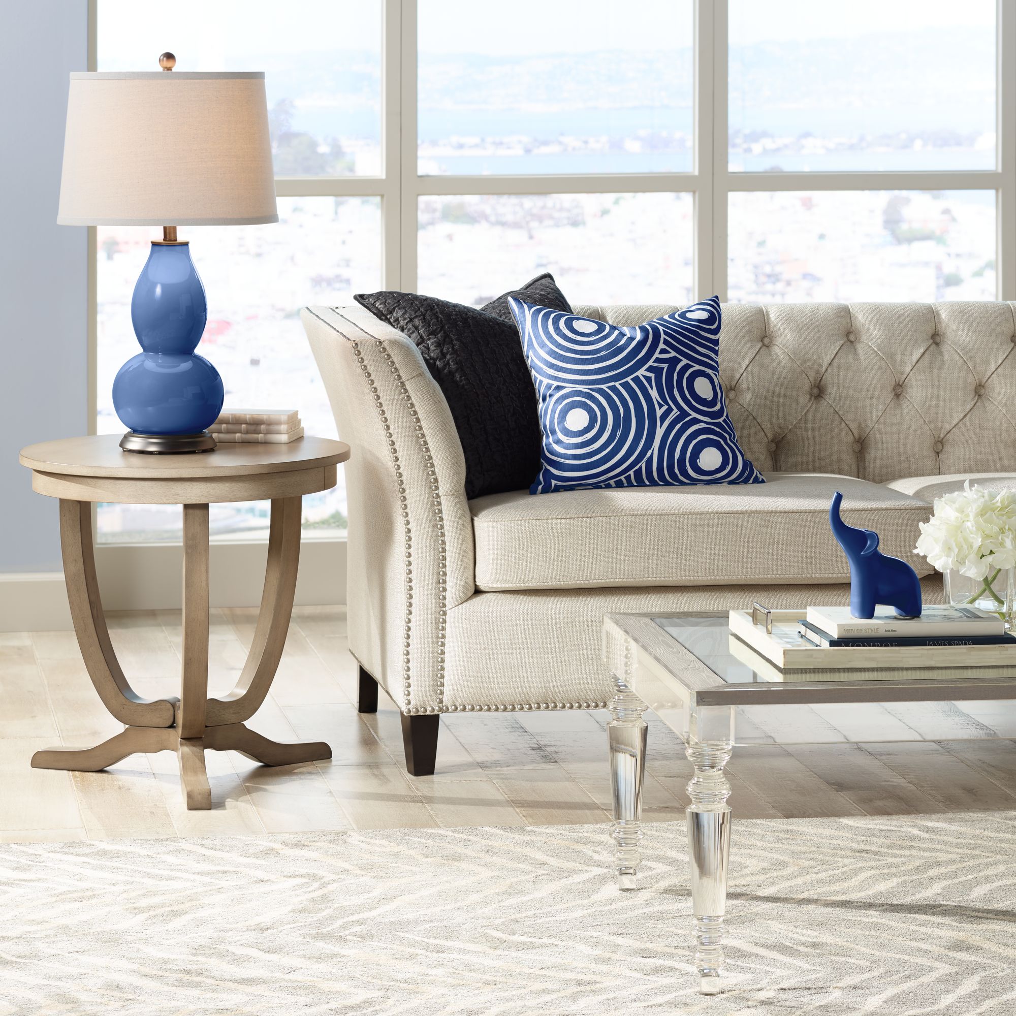 Image 4 Color Plus Double Gourd 28 3/4"  High Monaco Blue Table Lamp more views