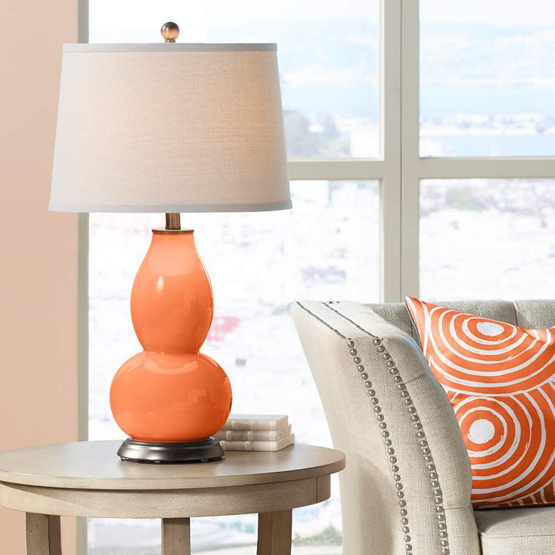 Image 1 Color Plus Double Gourd 28 3/4" High Nectarine Orange Table Lamp