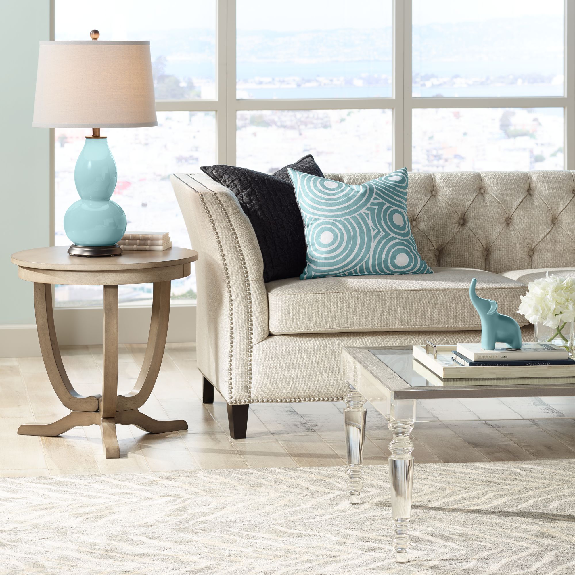 Image 3 Color Plus Double Gourd 28 3/4" High Raindrop Blue Table Lamp more views