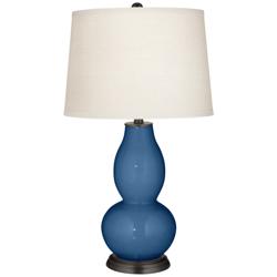 Color Plus Double Gourd 28 3/4" High Regatta Blue Table Lamp