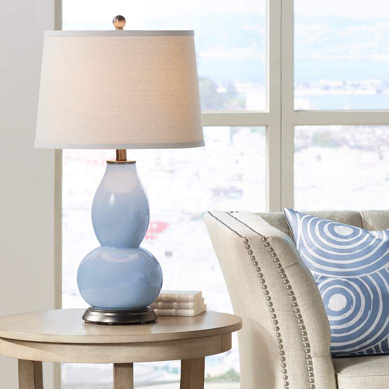 Image 1 Color Plus Double Gourd 28 3/4" High Sky Blue Table Lamp