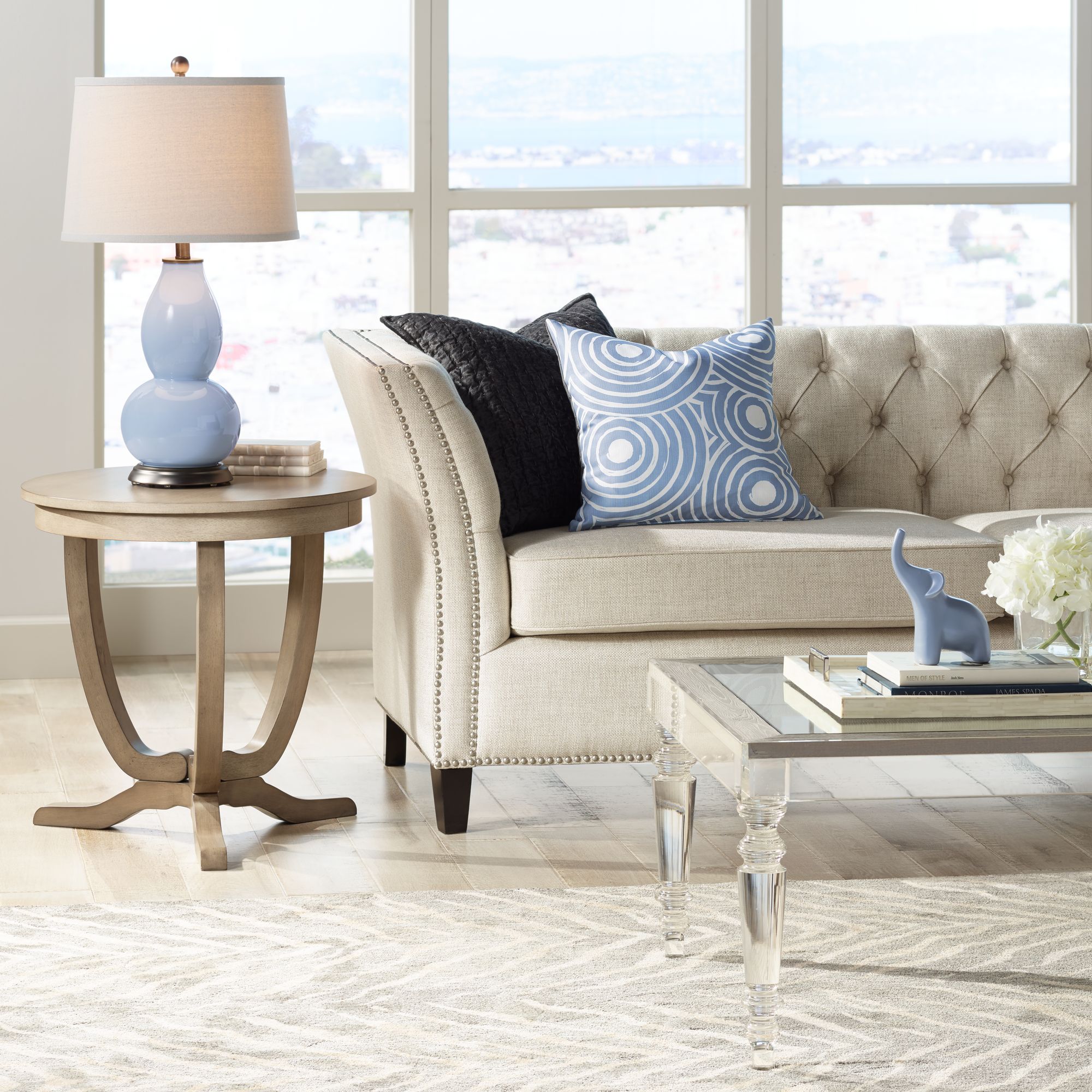 Image 3 Color Plus Double Gourd 28 3/4" High Sky Blue Table Lamp more views