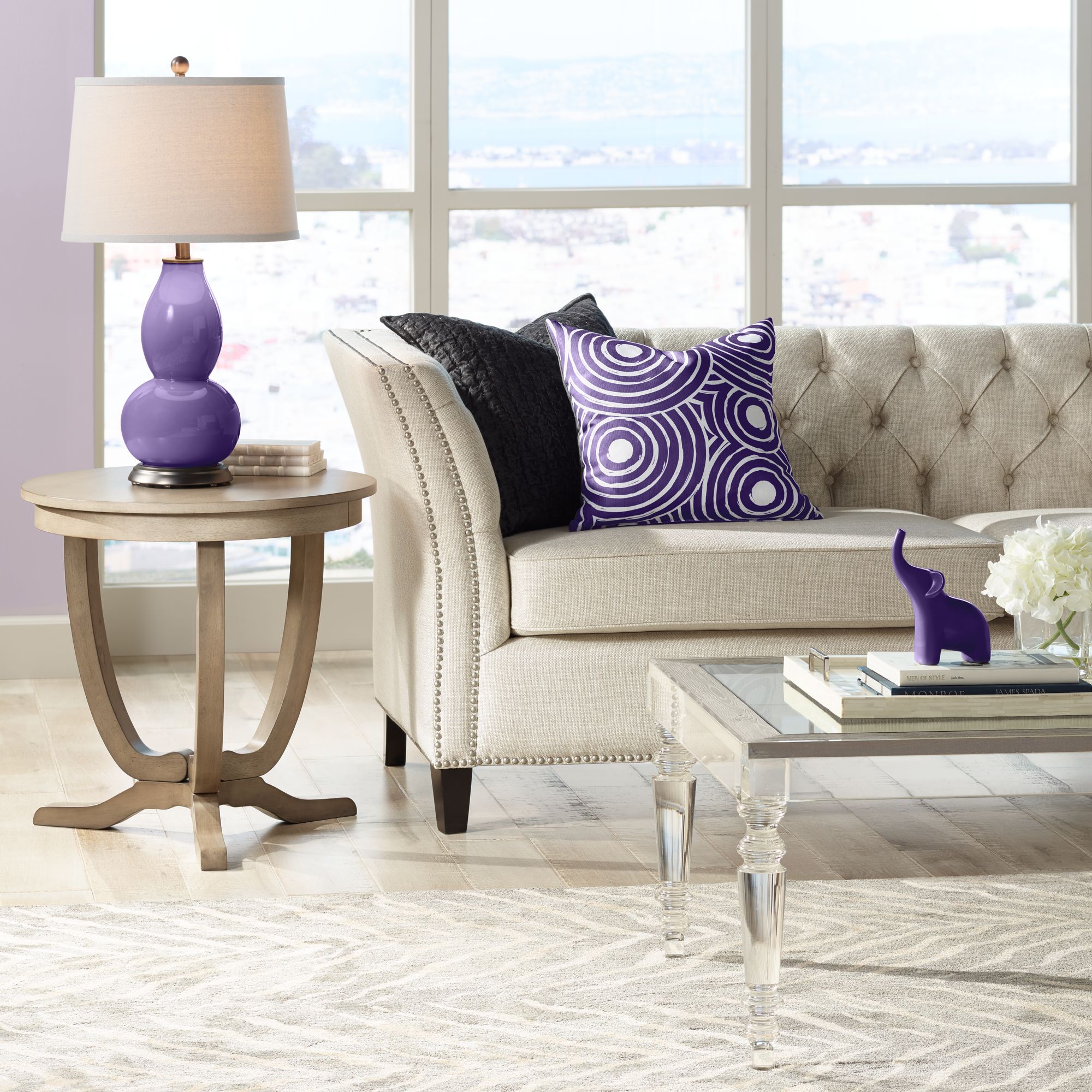 Image 3 Color Plus Double Gourd 28 3/4" Izmir Purple Table Lamp more views