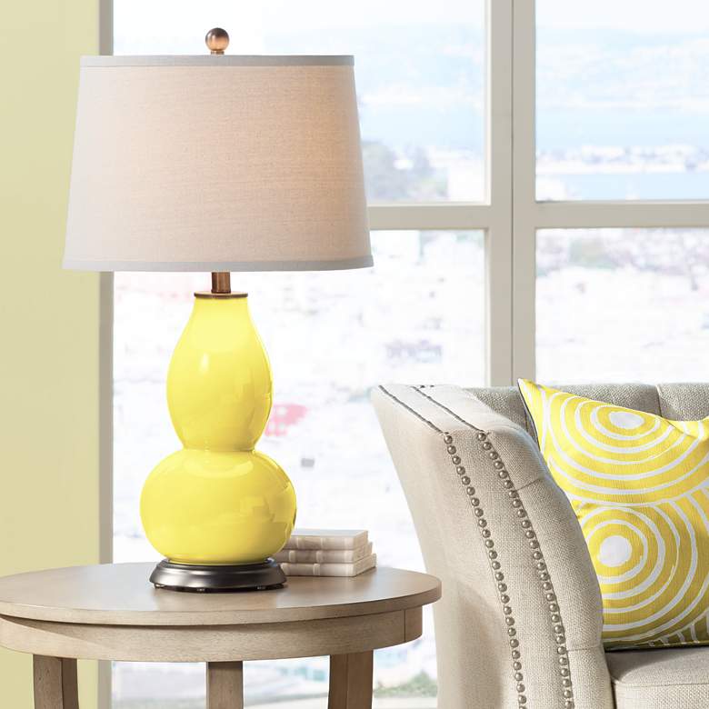 Image 1 Color Plus Double Gourd 28 3/4" Lemon Twist Yellow Table Lamp