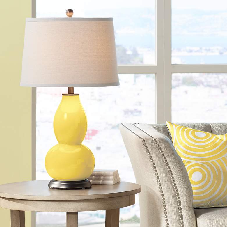 Image 1 Color Plus Double Gourd 28 3/4" Lemon Zest Yellow Table Lamp