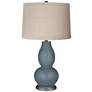 Color Plus Double Gourd 28 3/4" Linen and Smoky Blue Table Lamp