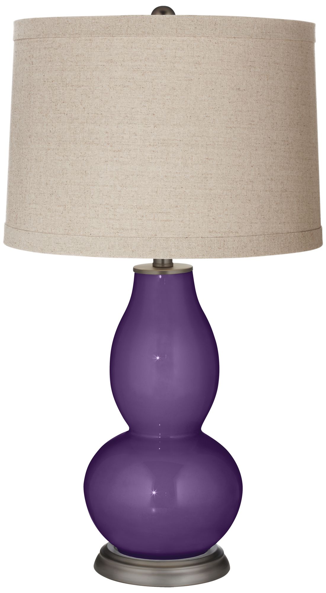 Image Color Plus Double Gourd 28 3/4" Linen Shade Acai Purple Table Lamp