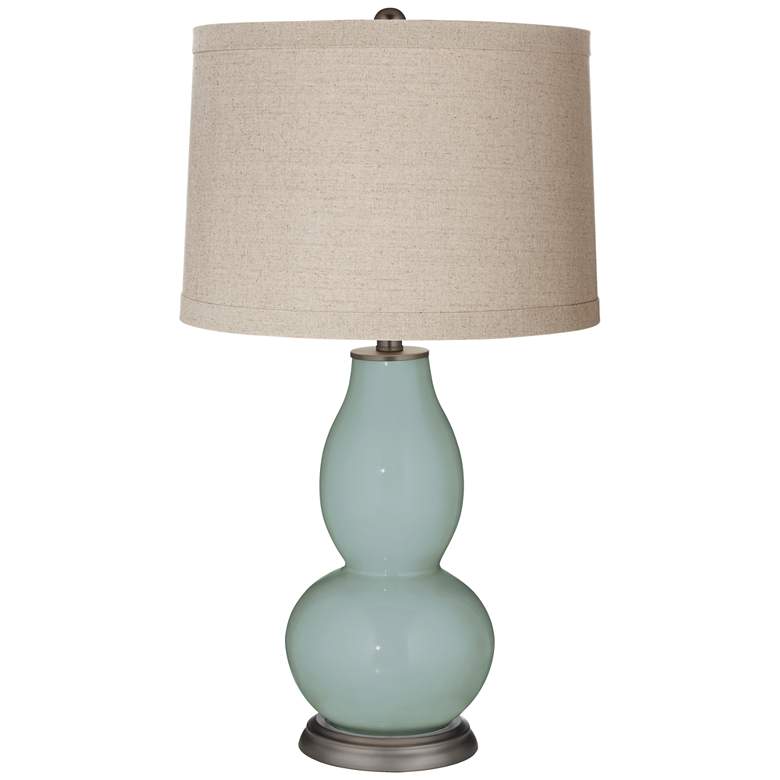 Image 1 Color Plus Double Gourd 28 3/4" Linen Shade Aqua-Sphere Blue Lamp