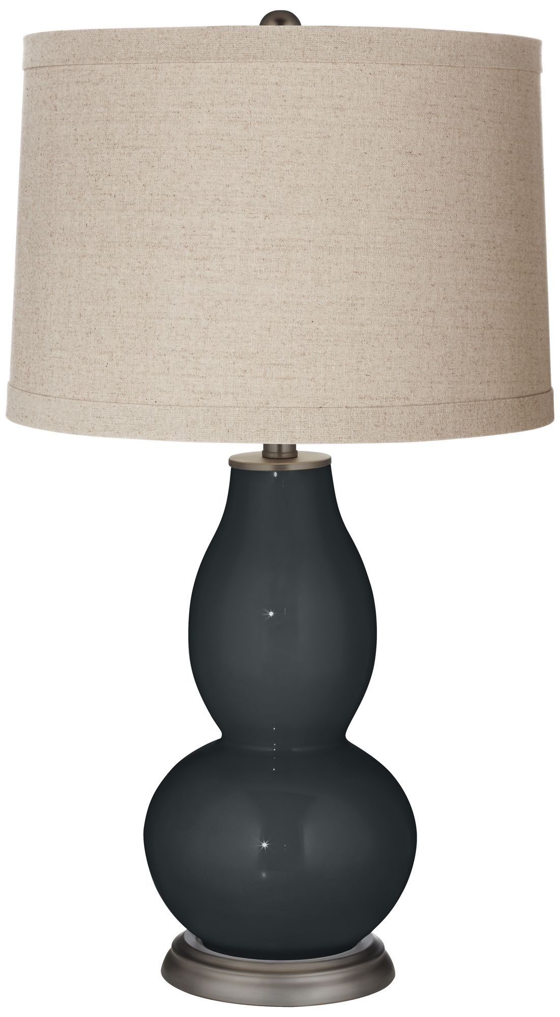 Image Color Plus Double Gourd 28 3/4" Linen Shade Black of Night Table Lamp