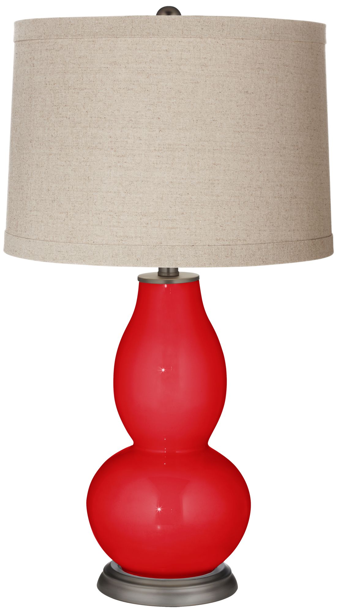 Image Color Plus Double Gourd 28 3/4" Linen Shade Bright Red Table Lamp
