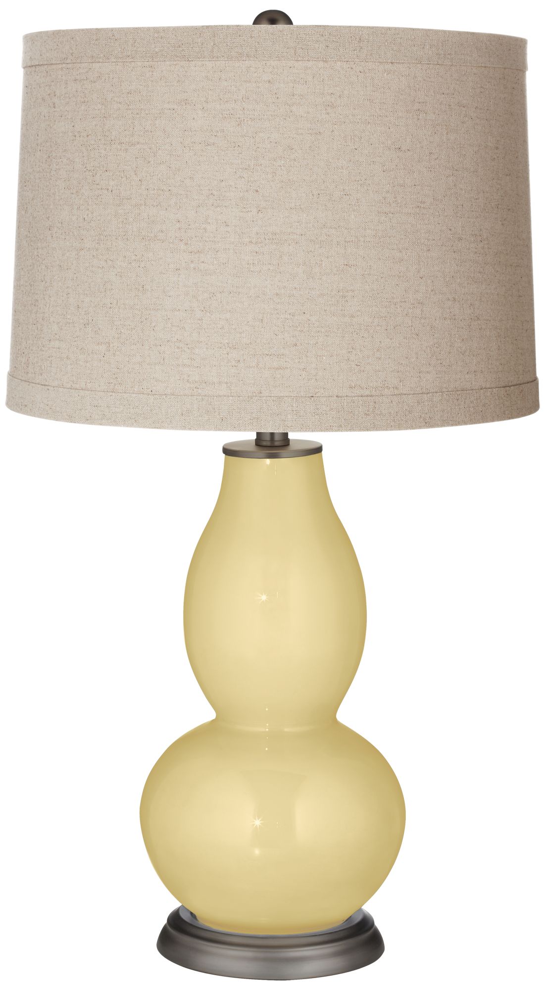 Image Color Plus Double Gourd 28 3/4" Linen Shade Butter Up Yellow Lamp