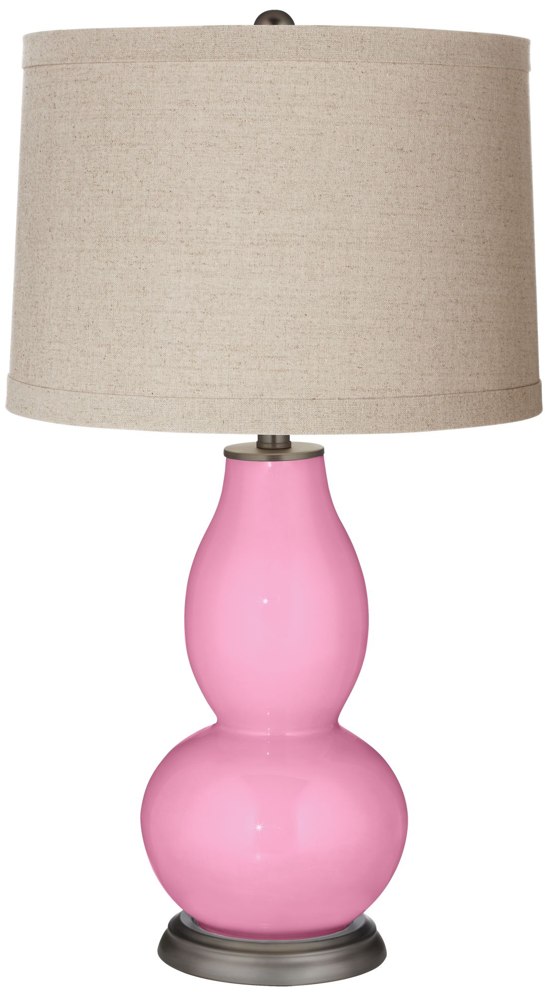 Image Color Plus Double Gourd 28 3/4" Linen Shade Candy Pink  Table Lamp