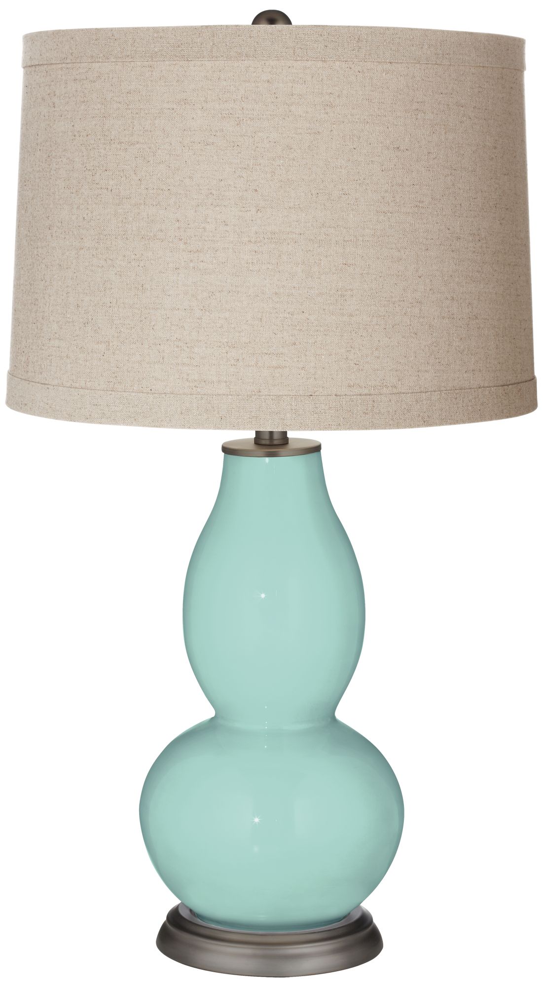 Image Color Plus Double Gourd 28 3/4" Linen Shade Cay Blue Table Lamp