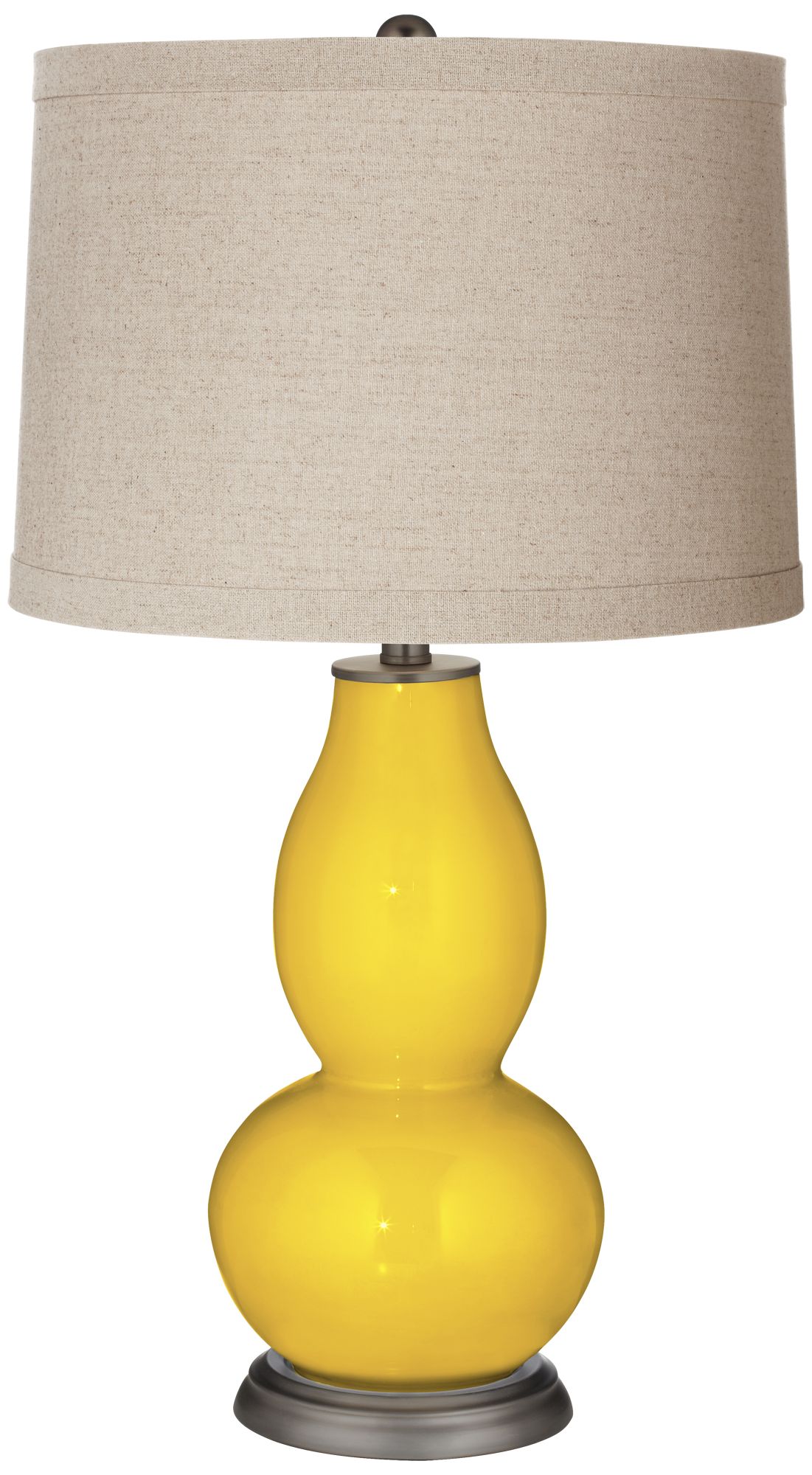 Image Color Plus Double Gourd 28 3/4" Linen Shade Citrus Yellow Table Lamp